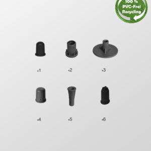 Pieds et capuchons en plastique